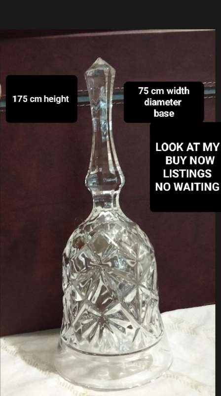 BELL Glass -Cut FLORAL clear edge -Tapered  handle knopf skirt Sturdy LOOK at my BUY NOW-NO WAITING