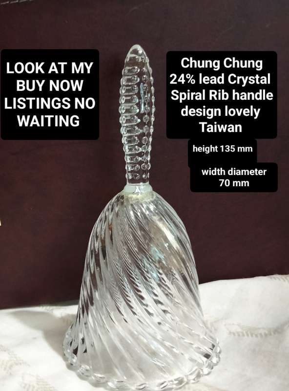 BELL 24% lead Crystal Glass Spiral Rib handle beaded Glass LOOK at my BUY NOW-NO WAITING