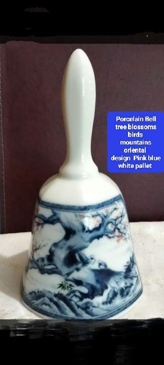 Bell Porcelain+Clanger design Oriental Tree blossom Birds mountains LOOK at my BUY NOW-NO WAITING