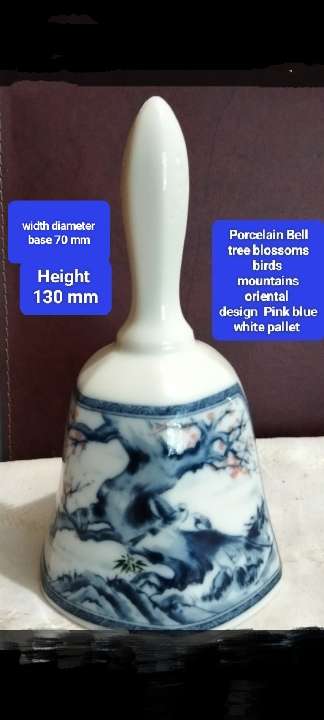 Bell Porcelain+Clanger design Oriental Tree blossom Birds mountains LOOK at my BUY NOW-NO WAITING