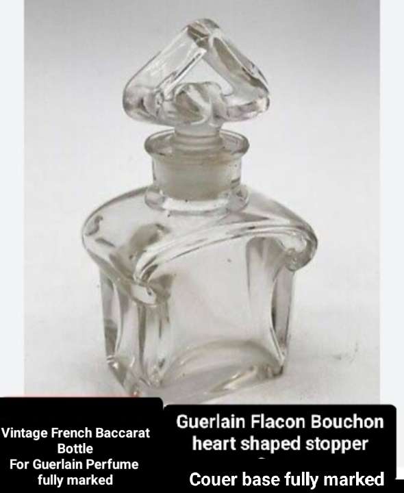 French Baccarat Crystal Perfume flacon for GUERLAIN +Couer heart stopperLOOK atMy BUY NOW-NO WAITING