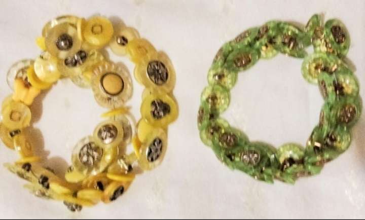 2  Bracelet made from Vintage buttons+ Gold tone buttons LOOK at My BUY NOW listings NO WAITING