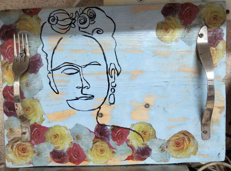 Wood TRAY Arty shabby chicCutleryServiette holder cutlery designLOOK At My BUY NOW NO WAITING