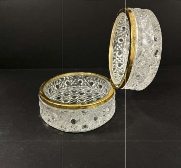 RARE-G.S.E.Ottone Garantito CRYSTAL HingedTRINKET BoxIataliaRefraction Super LuminousHigh resonance