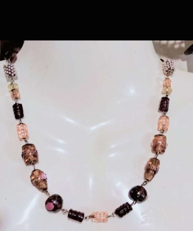 NECKLACE 3 different Munano -1 WEDDING Cake -1 lampwork glass-1 Art glass VTG -artistic beads mix