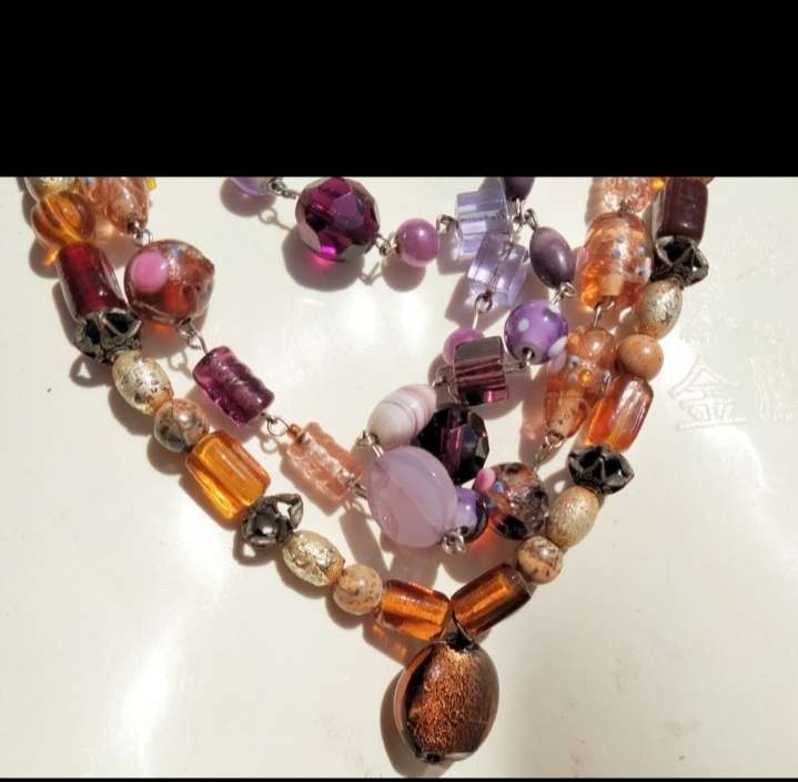 NECKLACE 3 different Munano -1 WEDDING Cake -1 lampwork glass-1 Art glass VTG -artistic beads mix