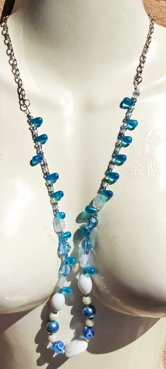 1 Necklace Vintage Murano art glass beads+ acrylic LOOK AT MY BUY NOW LISTINGS NO WAITING
