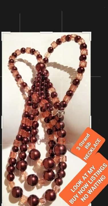 NECKLACE Bib  purple glass beads interspaced square lighter LOOK at my BUY NOW LISTINGS NO WAITING