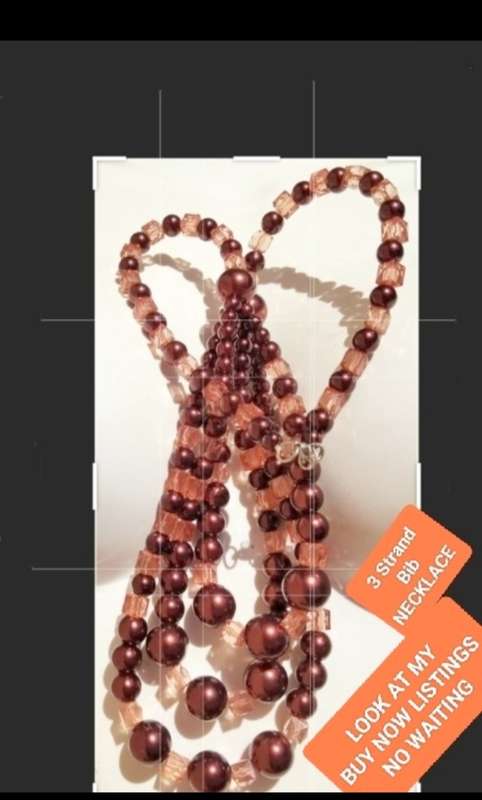 NECKLACE Bib  purple glass beads interspaced square lighter LOOK at my BUY NOW LISTINGS NO WAITING