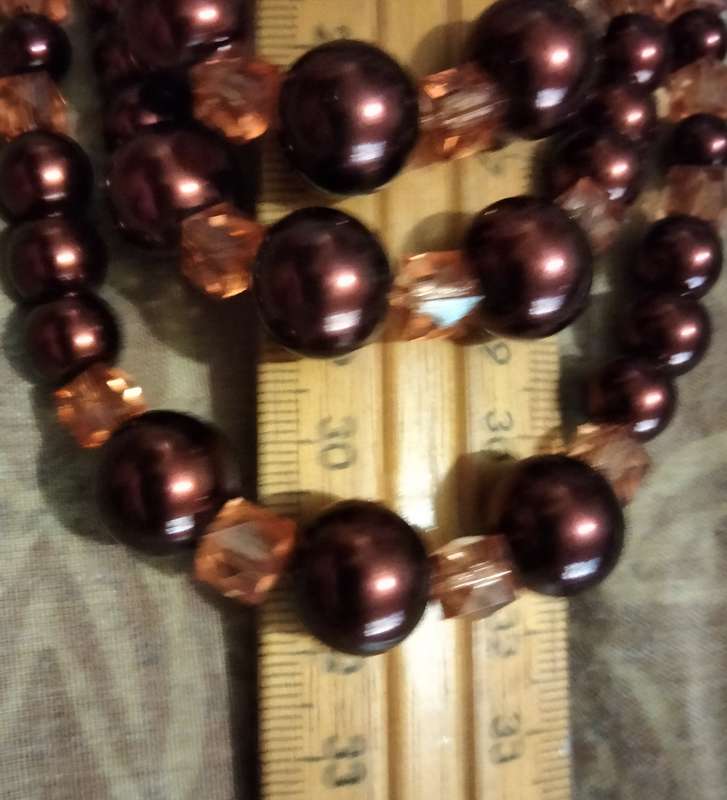 NECKLACE Bib  purple glass beads interspaced square lighter LOOK at my BUY NOW LISTINGS NO WAITING