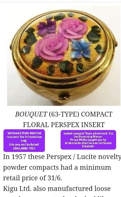 KIGU Basket Bouquet Compact reverse Floral Lucite Brass Repousse Engine turned For Extreme Collector