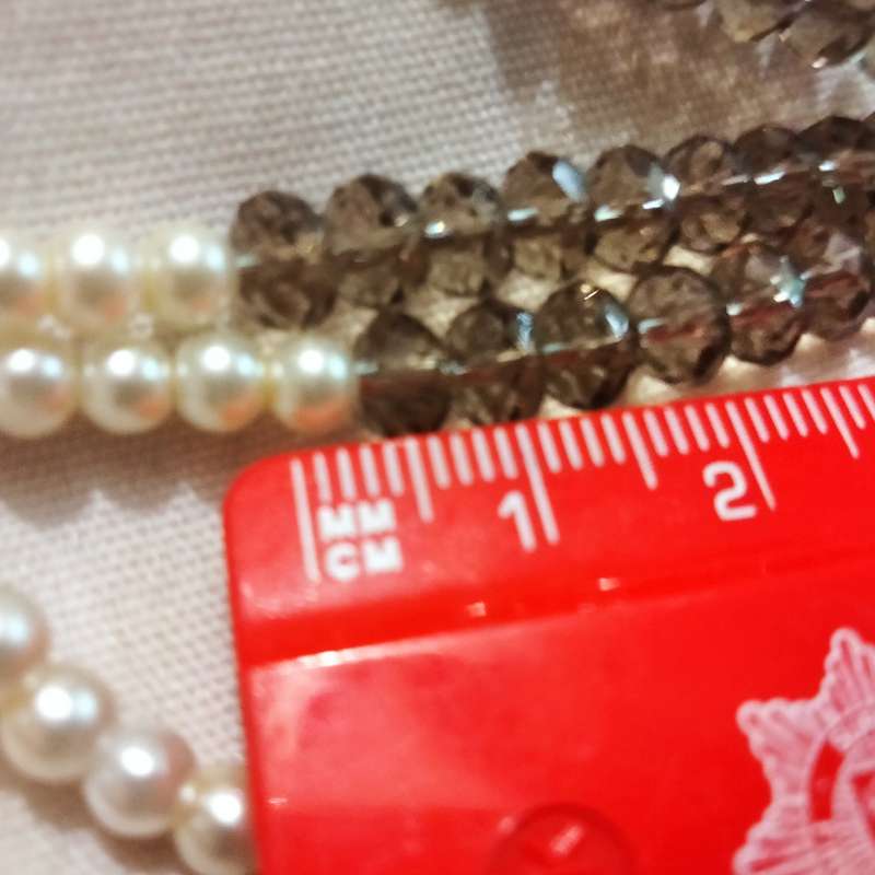 Necklace 4 Strand -Smokey Crystal faceted +Synthetic Pearls LOOK at my BUY NOW LISTINGS NO WAITING