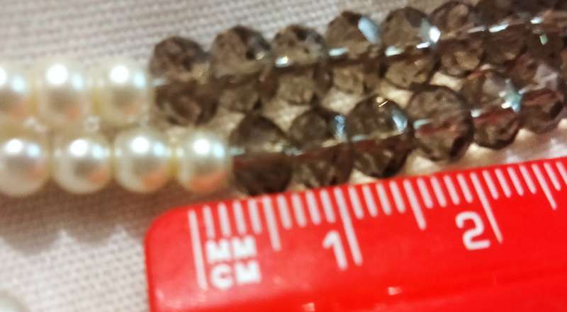 Necklace 4 Strand -Smokey Crystal faceted +Synthetic Pearls LOOK at my BUY NOW LISTINGS NO WAITING