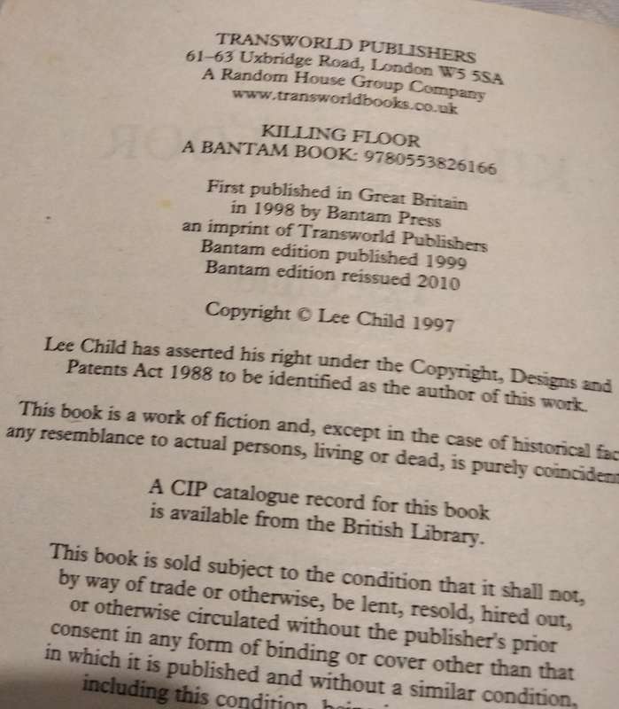 LEE CHILD- Killing Floor re issued 2010 -series Jack Reacher+Never go back 2013 softcover Pre-owned