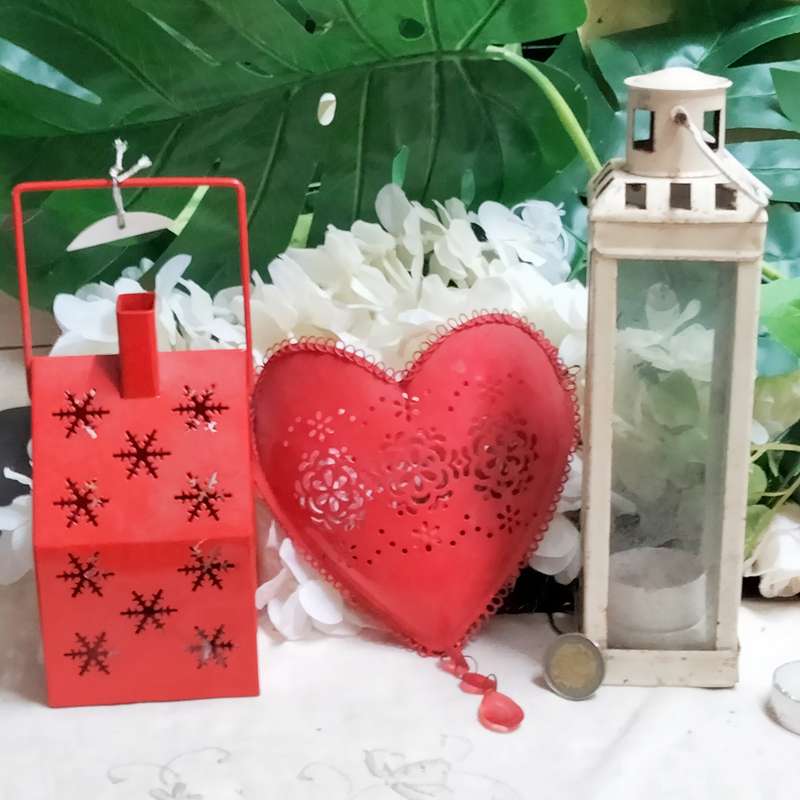 3 Candles Holders +2 red  cutout metal design  LOOK At My BUY NOW LISTINGS NO WAITING