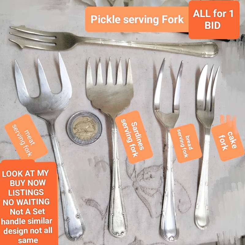 5 table Ware Serving Forks Vintage LOOK At My BUY NOW LISTINGS NO WAITING