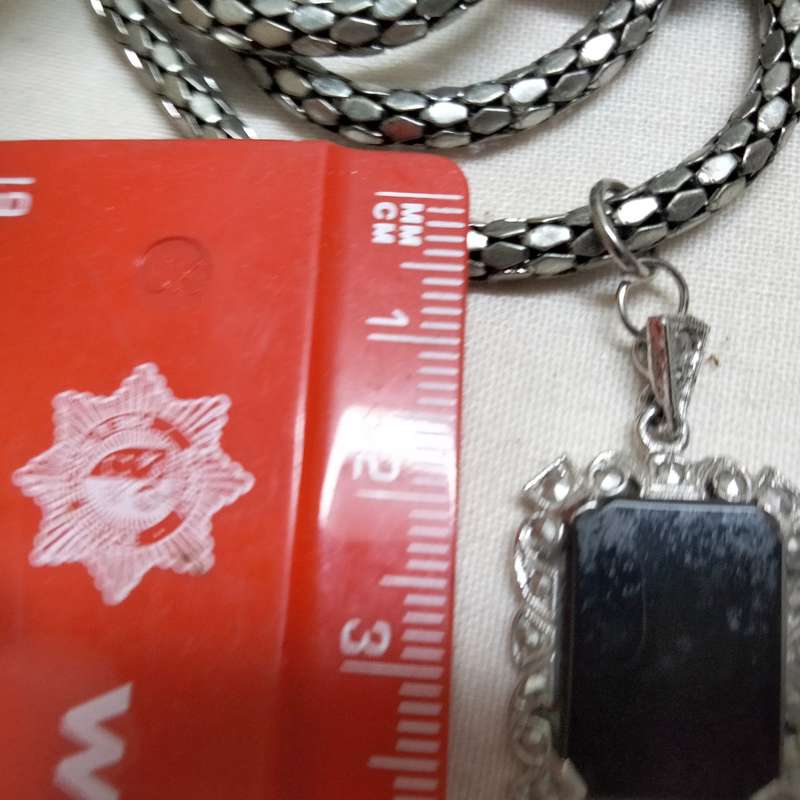 VTG Earrings LUCITE screw back+Pendant Studded MARCASITE composit stone+Snake chain silver tone