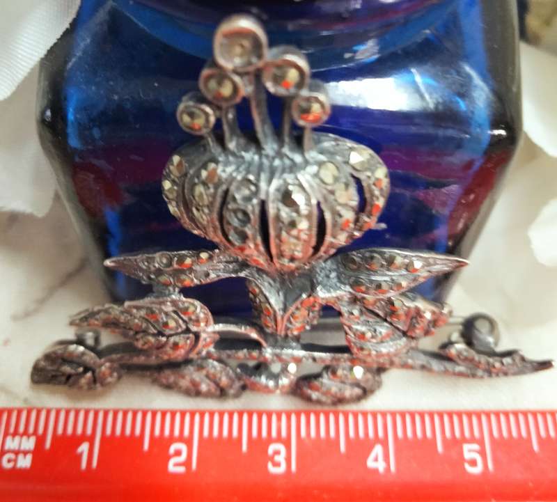 Brooch Sterling SILVER Vintage Marcasite LOOK At My BUY NOW listings NO WAITING