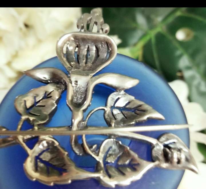 Brooch Sterling SILVER Vintage Marcasite LOOK At My BUY NOW listings NO WAITING