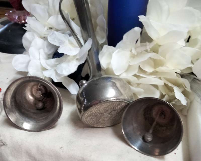 3 Plated 2 EPNS bells+ Clangers +Plated Art Deco bud Vase  LOOK At My BUY NOW LISTINGS NO WAITING