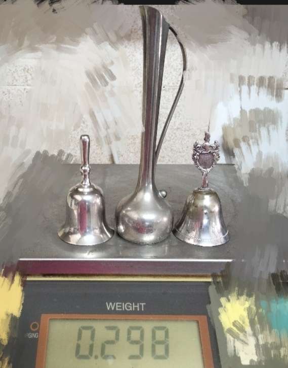 3 Plated 2 EPNS bells+ Clangers +Plated Art Deco bud Vase  LOOK At My BUY NOW LISTINGS NO WAITING