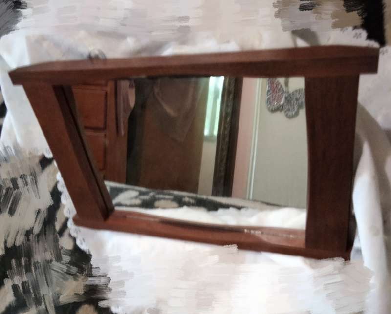 Mirror ART DECO frame curved wood+chain LOOK At My BUY NOW LISTINGS NO WAITING