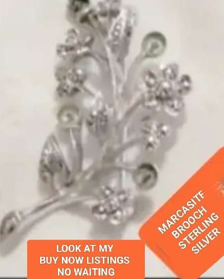 Brooch  MARCASITE-1 Sterling Silver Clearly marked LOOK At My BUY NOW LISTINGS NO WAITING