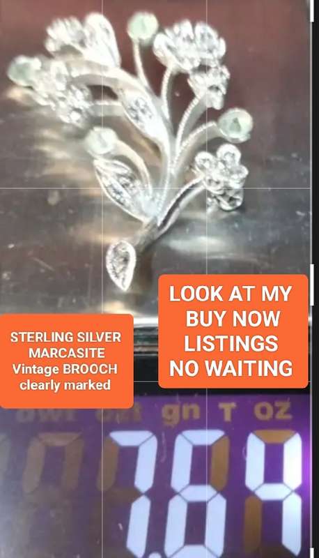 Brooch  MARCASITE-1 Sterling Silver Clearly marked LOOK At My BUY NOW LISTINGS NO WAITING