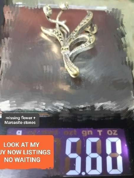 Brooch  MARCASITE-1 bouquet missing flower stones LOOK At My BUY NOW LISTINGS NO WAITING