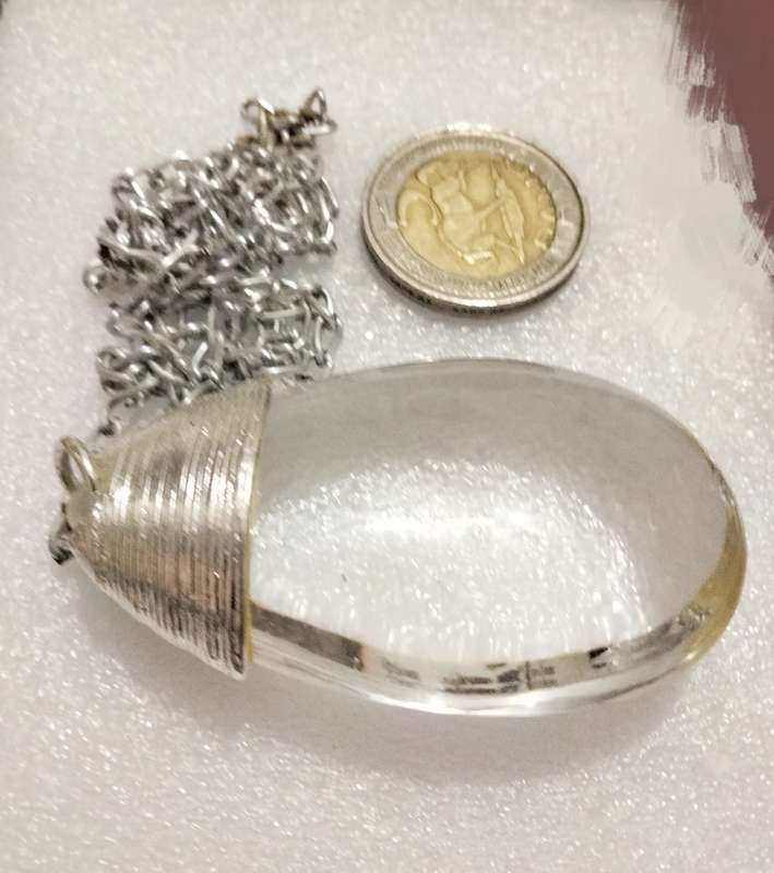Necklace FASCINATING Pendant  Synthetic Clear Tear Drop -Modern+chain silver tone