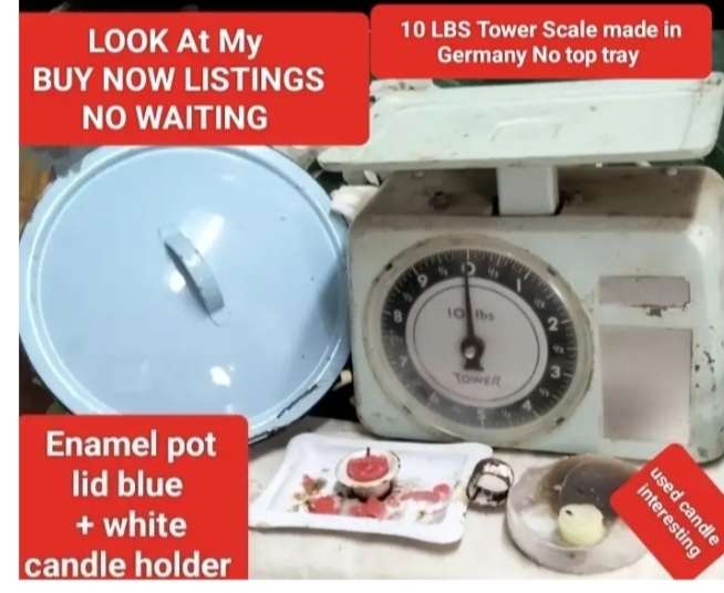Just 4 decor-Tower scale candle Candle holder Enamel Pot Lid-one bid-LOOK At My BUY NOW-NO WAITING