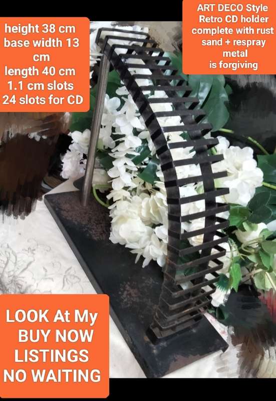 ART DECO Style Retro  CD holder storage 24 slots has rust LOOK at my BUY NOW listings NO WAITING