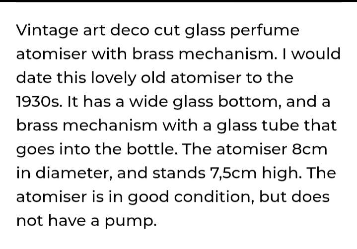 1930 ART DECO - Crystal+ brass Perfume bottle - No pump LOOK AT MY BUY NOW LISTINGS NO WAITING