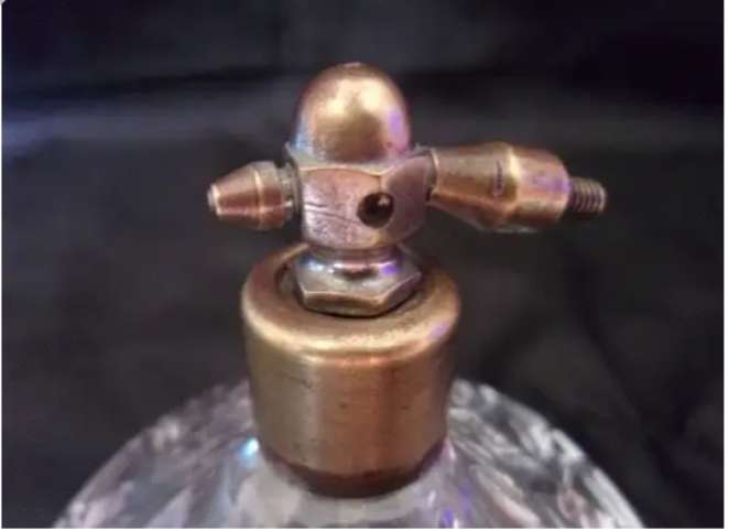1930 ART DECO - Crystal+ brass Perfume bottle - No pump LOOK AT MY BUY NOW LISTINGS NO WAITING