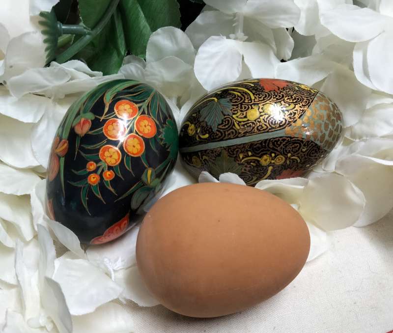 3 eggs Composite -2 artistically decorated + 1 hen  egg colourLOOK At My BUY NOW LISTINGS NO WAITING