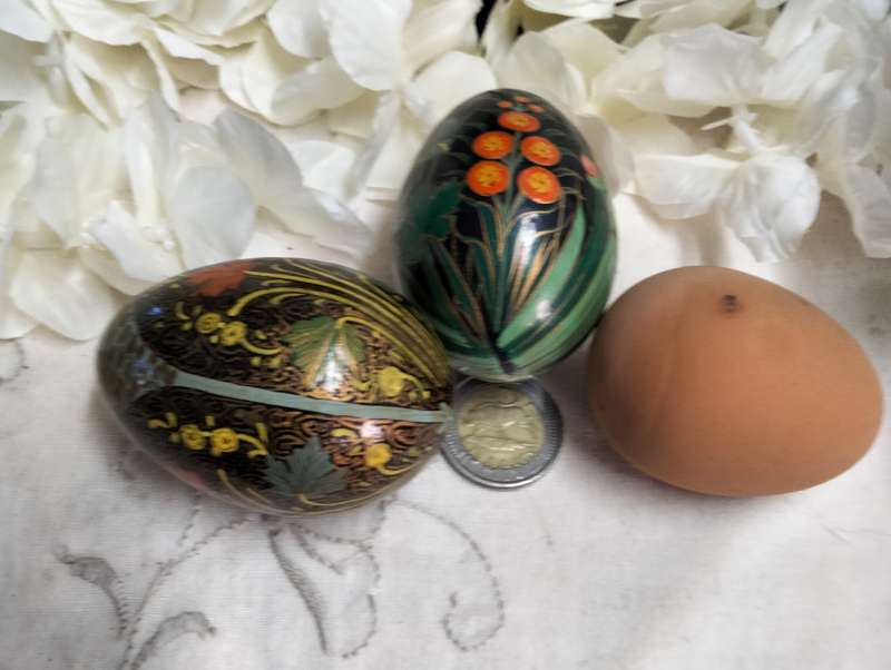 3 eggs Composite -2 artistically decorated + 1 hen  egg colourLOOK At My BUY NOW LISTINGS NO WAITING