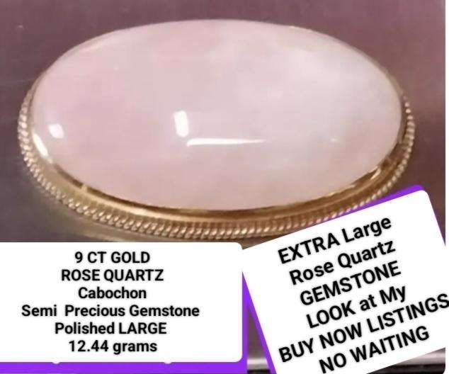 9 CT Gold ROSE QUARTZ gemstone Polished CABOCHON Pendant LARGE -EXCEPTIONAL