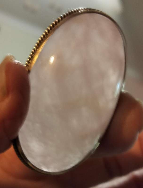 9 CT Gold ROSE QUARTZ gemstone Polished CABOCHON Pendant LARGE -EXCEPTIONAL
