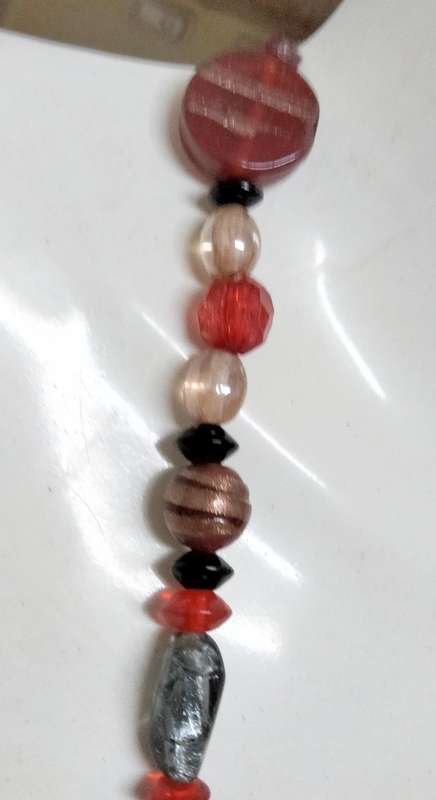 Necklace Murano Italy - crystal lampwork -silver gold -foil - art glass