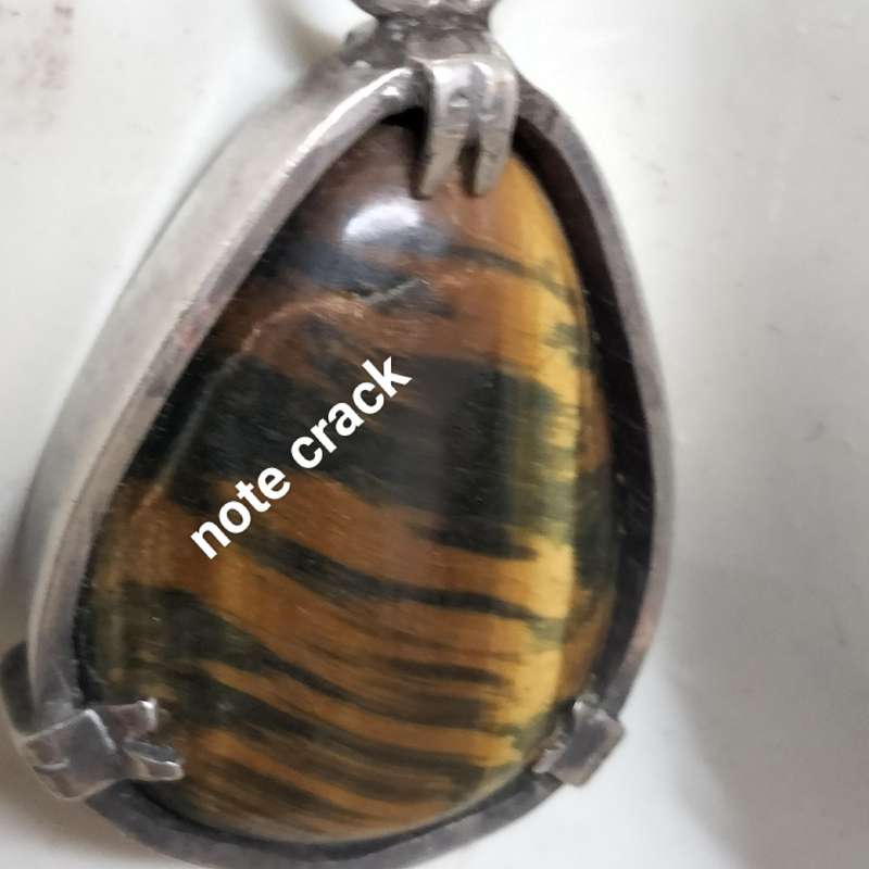 Necklace  Tiger eye/Jasper Semi Precious Gem Stones in silver setting+ belcher chain stainless steel