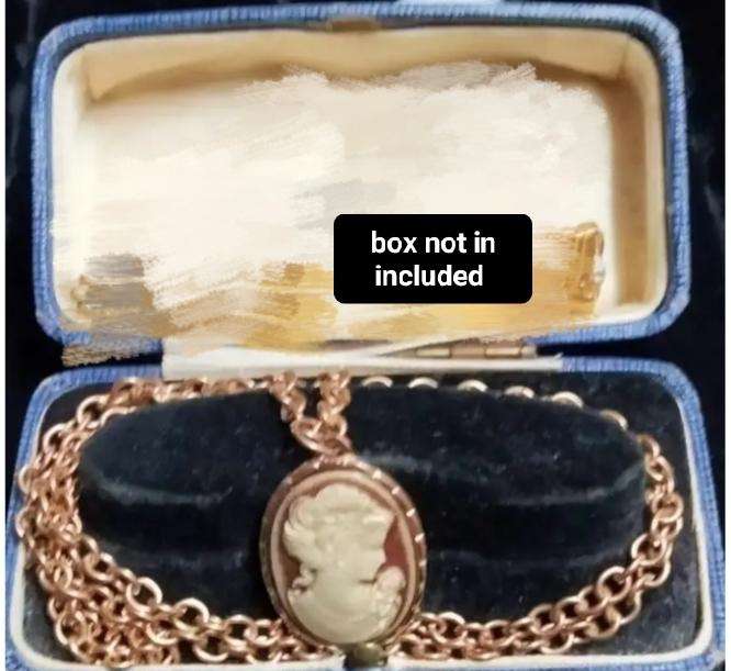 VTG Cameo Pendant Chain Gold Tone back setting flower punch outLOOK AT my BUY NOW LISTING NO WAITING