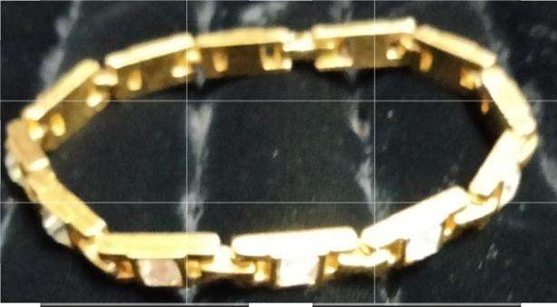 Tennis Bracelet Rhinestones sq.cut links Gold Tone LOOK AT my BUY NOW LISTINGS NO WAITING