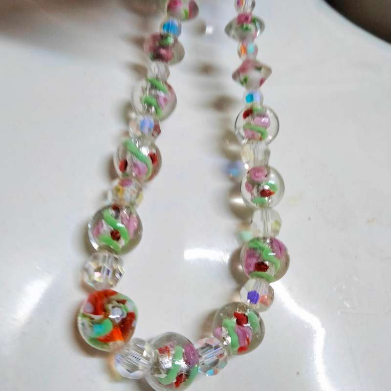 WEDDING Cake Murano lampwork glass hand made NECKLACE