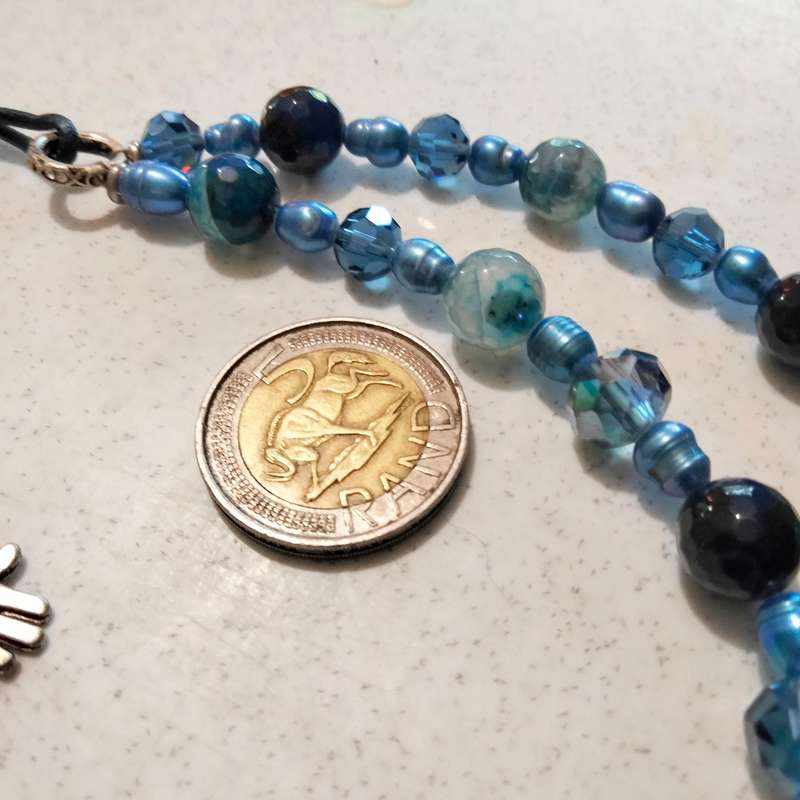 Necklace Bib 2 strand Czechoslovakia  crystal faceted cut glass beads+fresh water pearl hand made