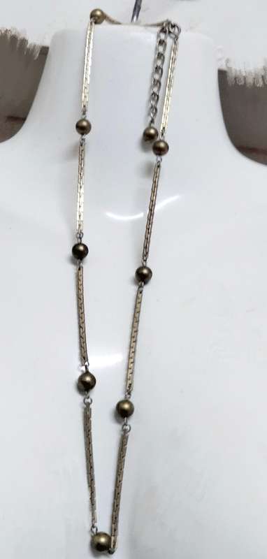 Necklace circa1950/6Os Chain Gold Metal links thin silver in middle links Gold balls spacers acrylic