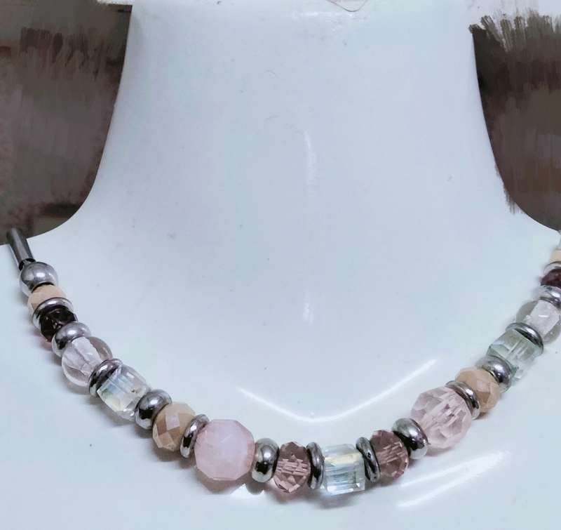 NECKLACE  Mix colours Shape Size  beads Silver Tone chain LOOK At MY BUY NOW items NO WAITING