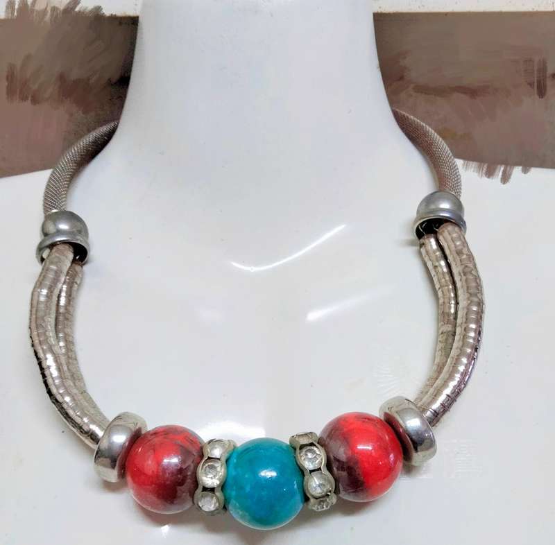 Necklace Necklace Xtra Lage -Ceramic+ Crystal Spacers LOOK At My BUY NOW  NO WAITING