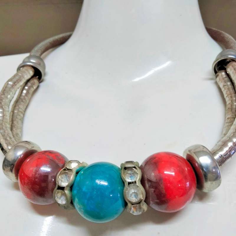Necklace Necklace Xtra Lage -Ceramic+ Crystal Spacers LOOK At My BUY NOW  NO WAITING