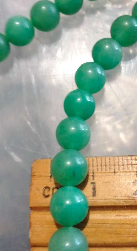 Necklace Green round Aventurine semi-precious gemstone lobster clasp silver tone metal