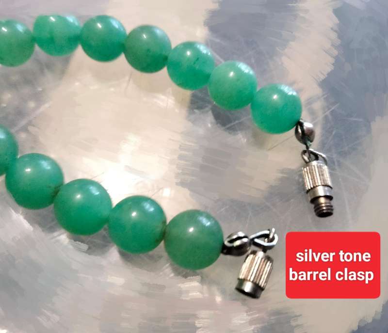 Necklace Green round Aventurine semi-precious gemstone lobster clasp silver tone metal